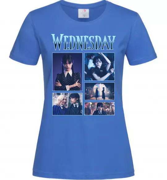 Жіноча футболка Wednesday колаж Яскраво-синій фото