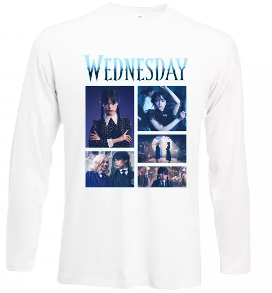Лонгслив Wednesday колаж Белый фото