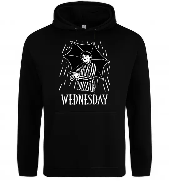 Мужская толстовка (худи) Wednesday з парасолькою Черный фото