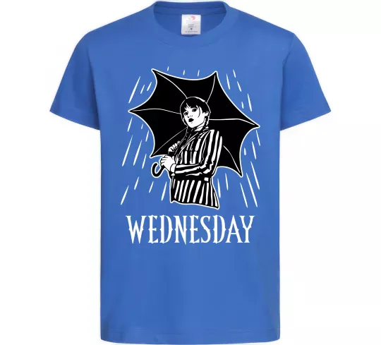 Детская футболка Wednesday з парасолькою Ярко-синий фото