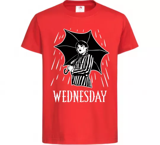 Детская футболка Wednesday з парасолькою Красный фото
