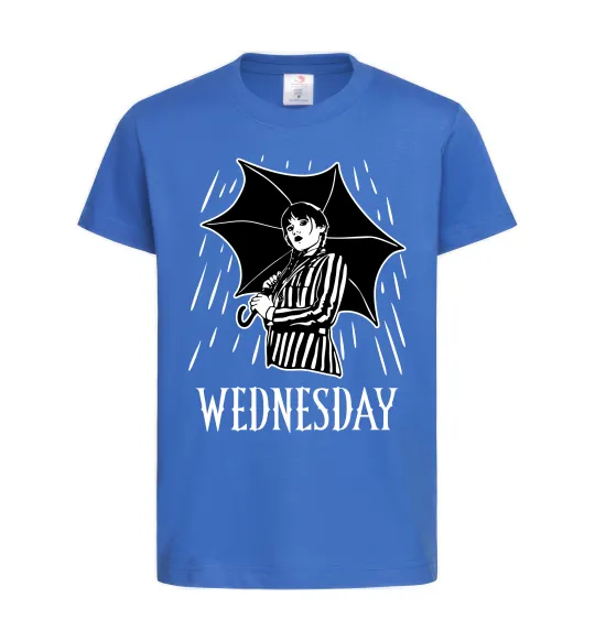 Дитяча футболка Wednesday з парасолькою Яскраво-синій фото