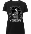 Женская премиум футболка Wednesday з парасолькою Черный фото