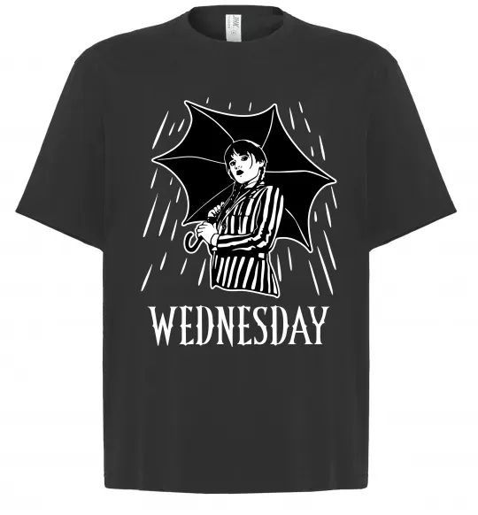 Футболка Оверсайз Wednesday з парасолькою Черный фото