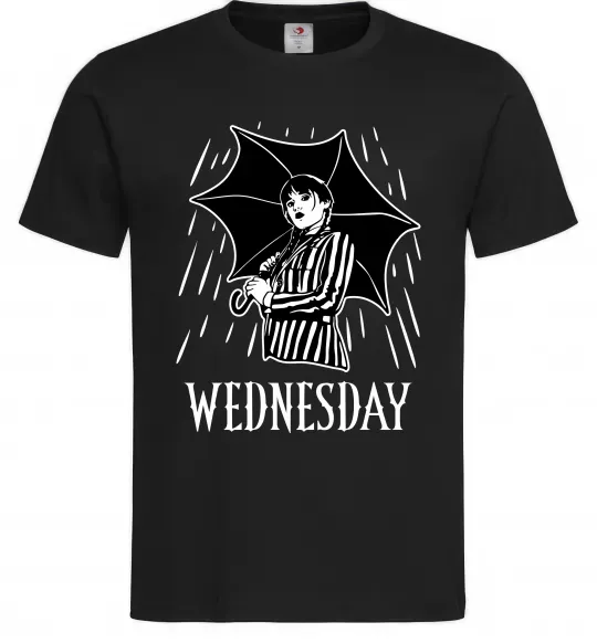 Мужская футболка Wednesday з парасолькою Черный фото