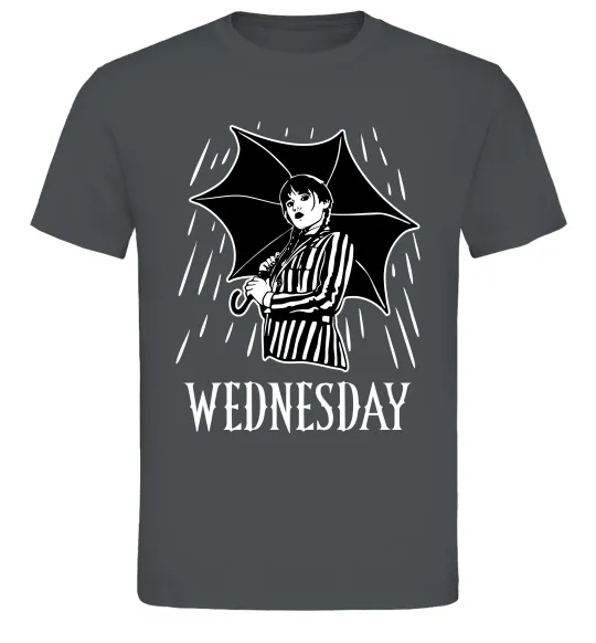 Мужская футболка Wednesday з парасолькою Графит фото