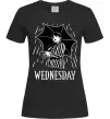 Женская футболка Wednesday з парасолькою Черный фото