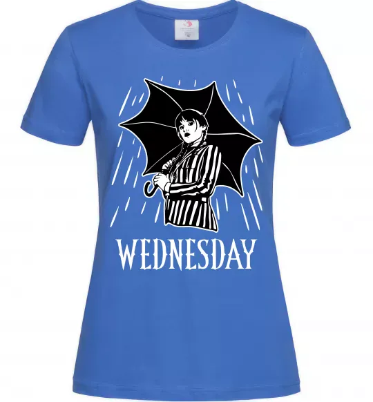 Женская футболка Wednesday з парасолькою Ярко-синий фото
