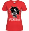 Женская футболка Wednesday з парасолькою Красный фото