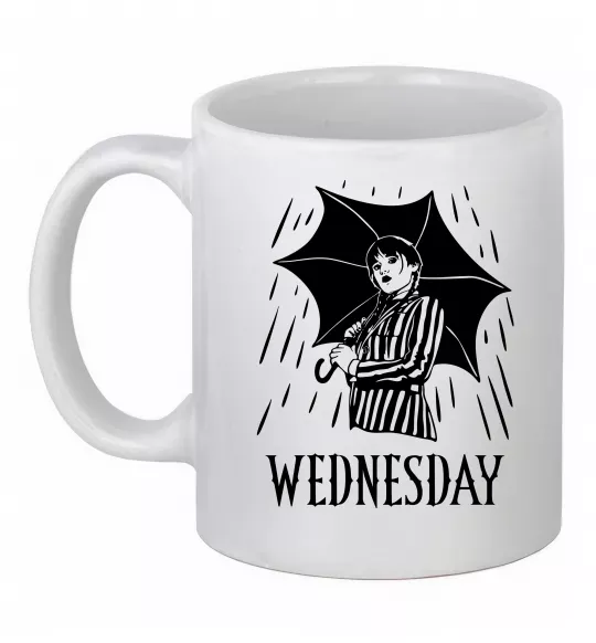 Чашка керамическая Wednesday з парасолькою Белый фото