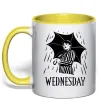 Чашка с цветной ручкой Wednesday з парасолькою Солнечно желтый фото