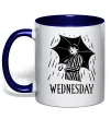 Чашка с цветной ручкой Wednesday з парасолькою Глубокий темно-синий фото