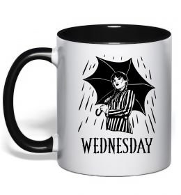 Чашка с цветной ручкой Wednesday з парасолькою
