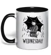 Чашка с цветной ручкой Wednesday з парасолькою Черный фото