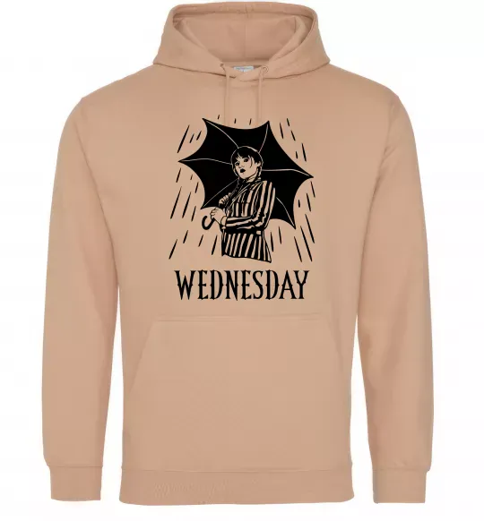 Мужская толстовка (худи) Wednesday з парасолькою Песочный фото