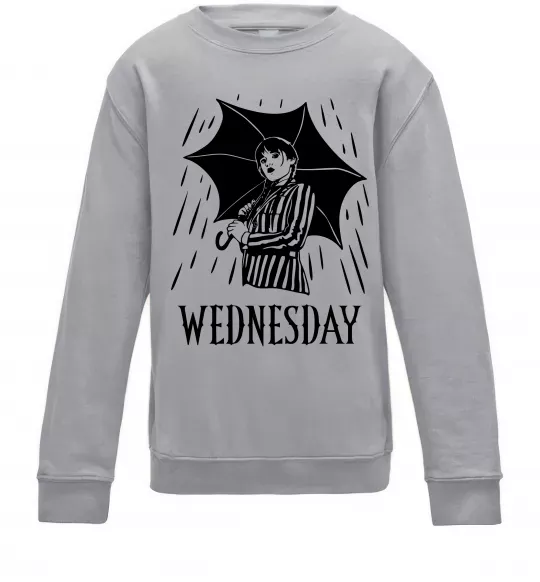 Дитячий світшот Wednesday з парасолькою Сірий меланж фото