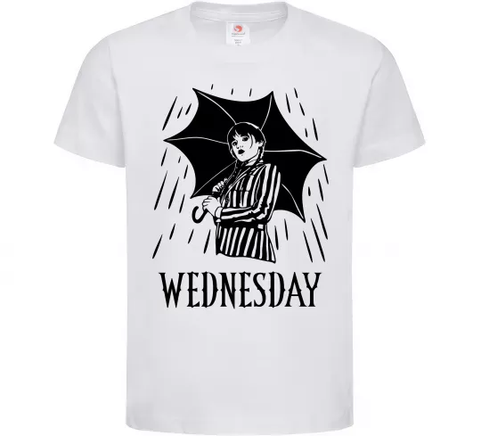 Детская футболка Wednesday з парасолькою Белый фото