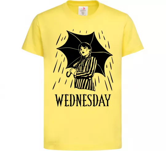 Детская футболка Wednesday з парасолькою Лимонный фото
