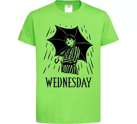 Детская футболка Wednesday з парасолькою Лаймовый фото