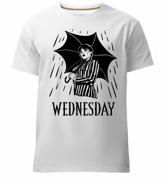 Мужская премиум футболка Wednesday з парасолькою Белый фото
