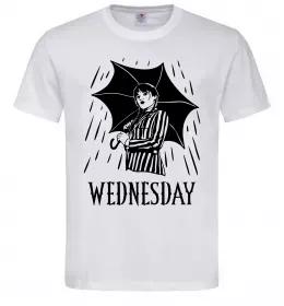 Чоловіча футболка Wednesday з парасолькою Білий фото