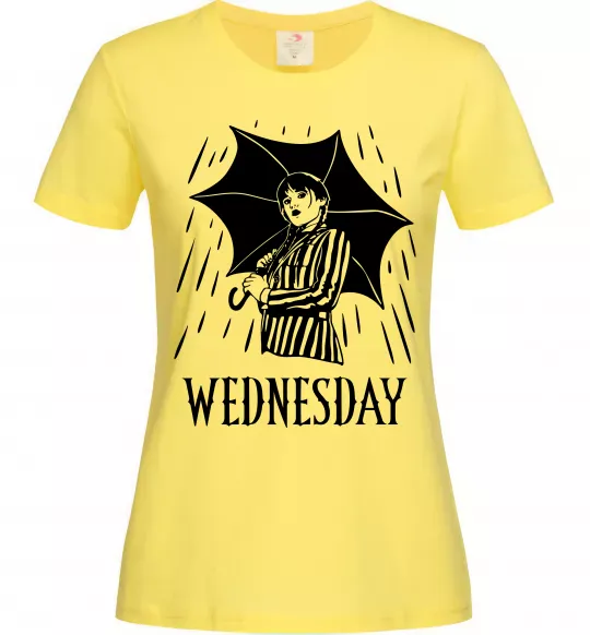 Женская футболка Wednesday з парасолькою Лимонный фото