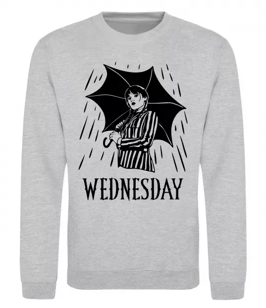 Світшот Wednesday з парасолькою Сірий меланж фото
