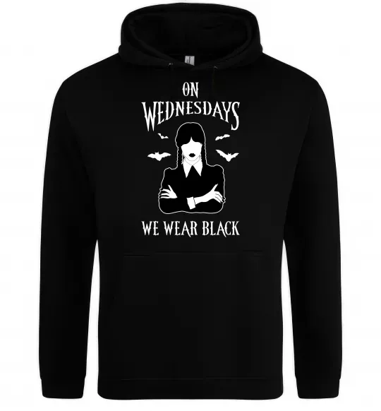 Мужская толстовка (худи) On Wednesday we wear black силует Черный фото