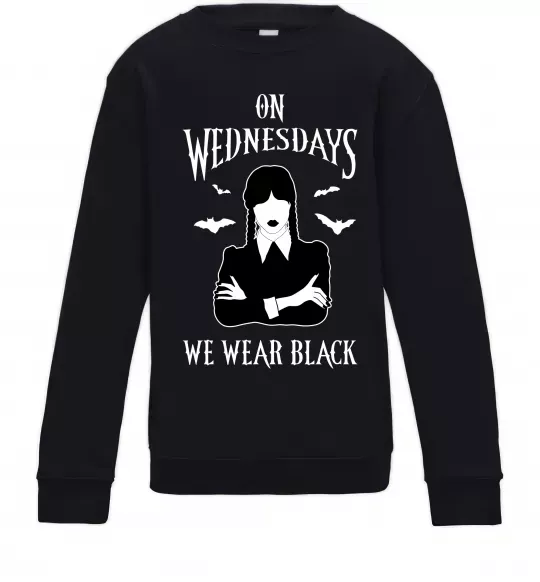 Детский Свитшот On Wednesday we wear black силует Черный фото