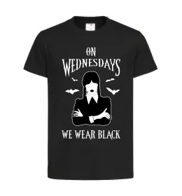 Детская футболка On Wednesday we wear black силует Черный фото