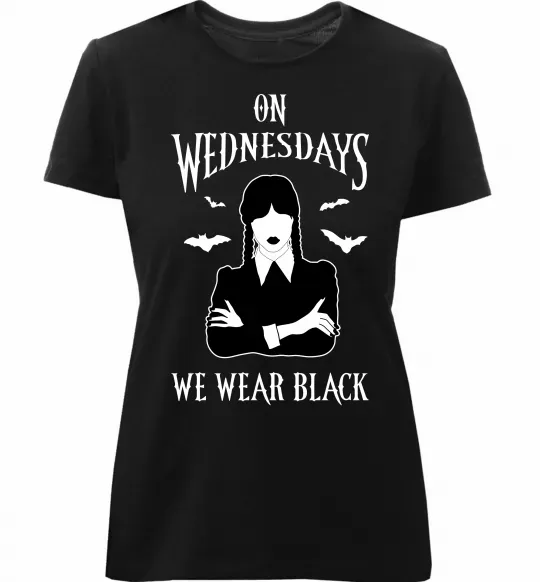 Женская премиум футболка On Wednesday we wear black силует Черный фото