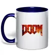 Чашка з кольоровою ручкою DOOM logo, колір - чорний Глибокий темно-синій фото