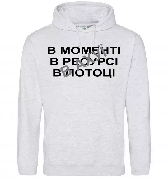 Жіноча толстовка (худі) В моменті, в ресурсі, в потоці Сірий меланж фото