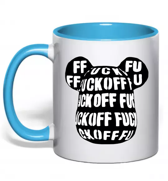 Чашка с цветной ручкой Fuckoff Голубой фото