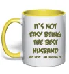 Чашка з кольоровою ручкою Not easy being the best husband Сонячно жовтий фото