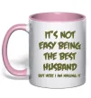 Чашка з кольоровою ручкою Not easy being the best husband Ніжно рожевий фото