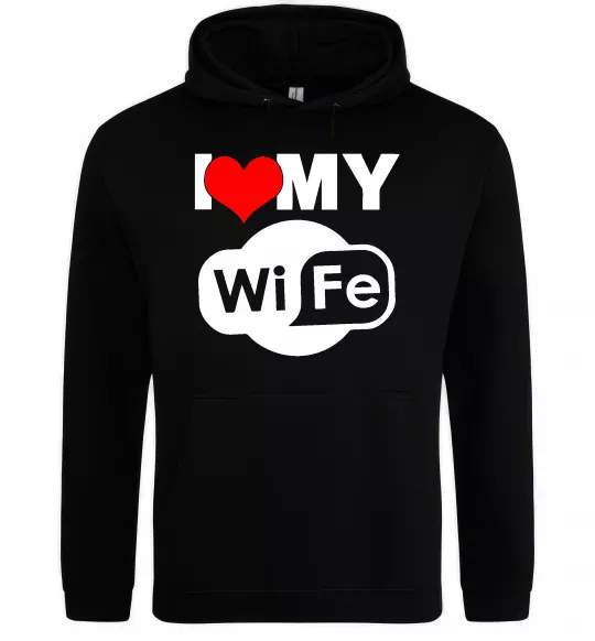 Мужская толстовка (худи) Love my wife Черный фото