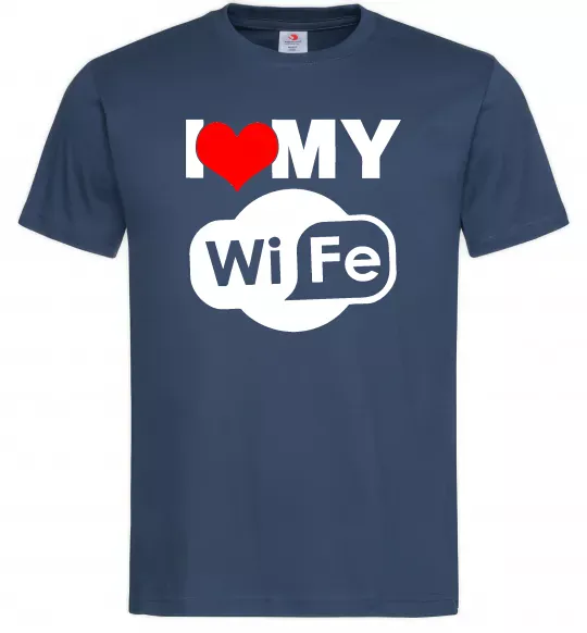 Чоловіча футболка Love my wife Темно-синій фото