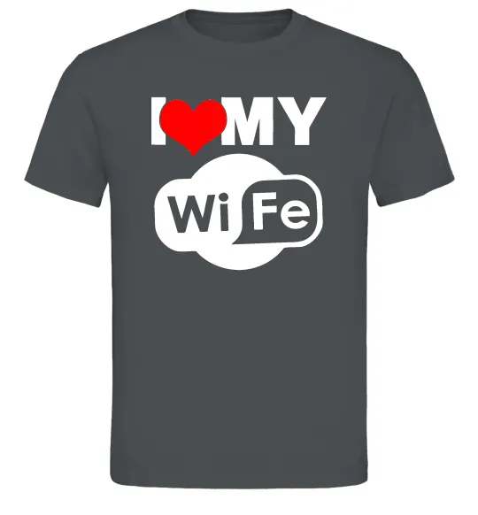 Чоловіча футболка Love my wife Графіт фото
