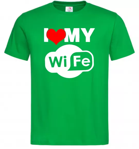 Чоловіча футболка Love my wife Зелений фото