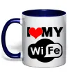 Чашка с цветной ручкой Love my wife Глубокий темно-синий фото