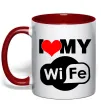 Чашка с цветной ручкой Love my wife Красный фото