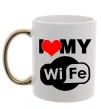 Чашка с цветной ручкой Love my wife Золото фото