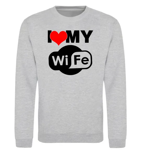 Світшот Love my wife Сірий меланж фото