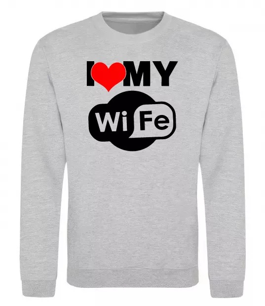Свитшот Love my wife Серый меланж фото