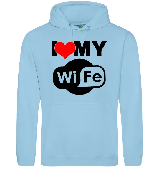 Мужская толстовка (худи) Love my wife Голубой фото