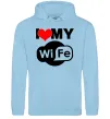 Мужская толстовка (худи) Love my wife Голубой фото