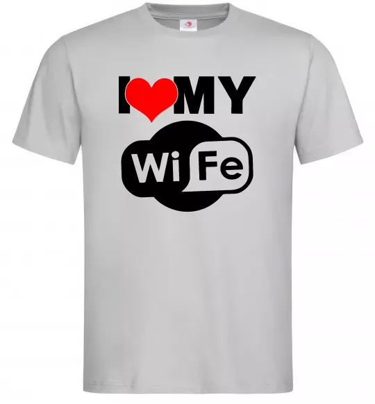 Чоловіча футболка Love my wife Сірий фото