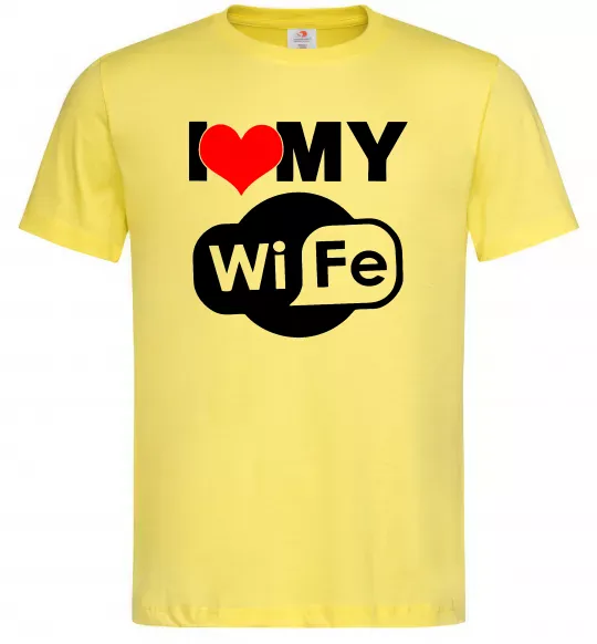 Чоловіча футболка Love my wife Лимонний фото