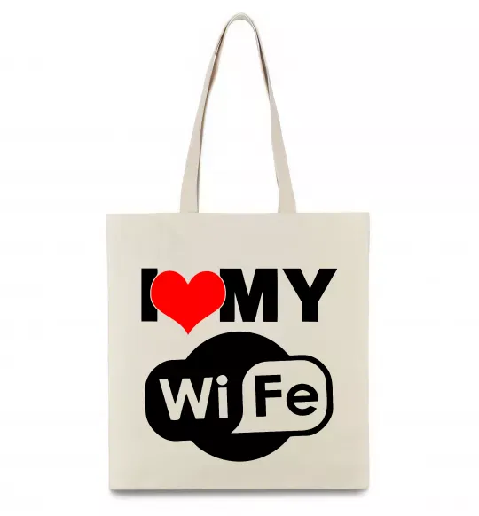 Эко-сумка Love my wife Бежевый фото